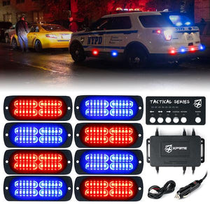 75.99 Xprite Tactical 24 Series LED Marker Strobe Lights (Set of 8) Red-Blue/White-Amber/Amber/Mixed - Redline360