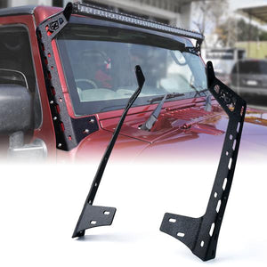 80.99 Xprite Light Bar Mounting Brackets Jeep Wrangler JK JKU (2007-2018)  Mamba Series Front Windshield 50" - WLB-0007-G1 - Redline360