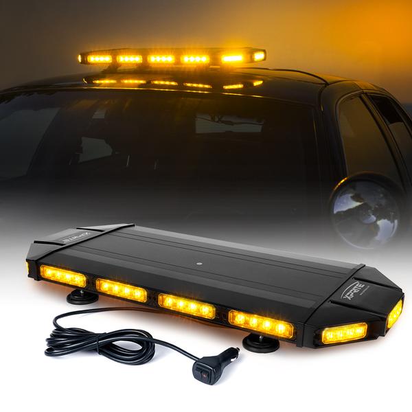 Xprite Amber Black Hawk 27 Professional LED Stealth Low Profile Roof Top Strobe Light Bar