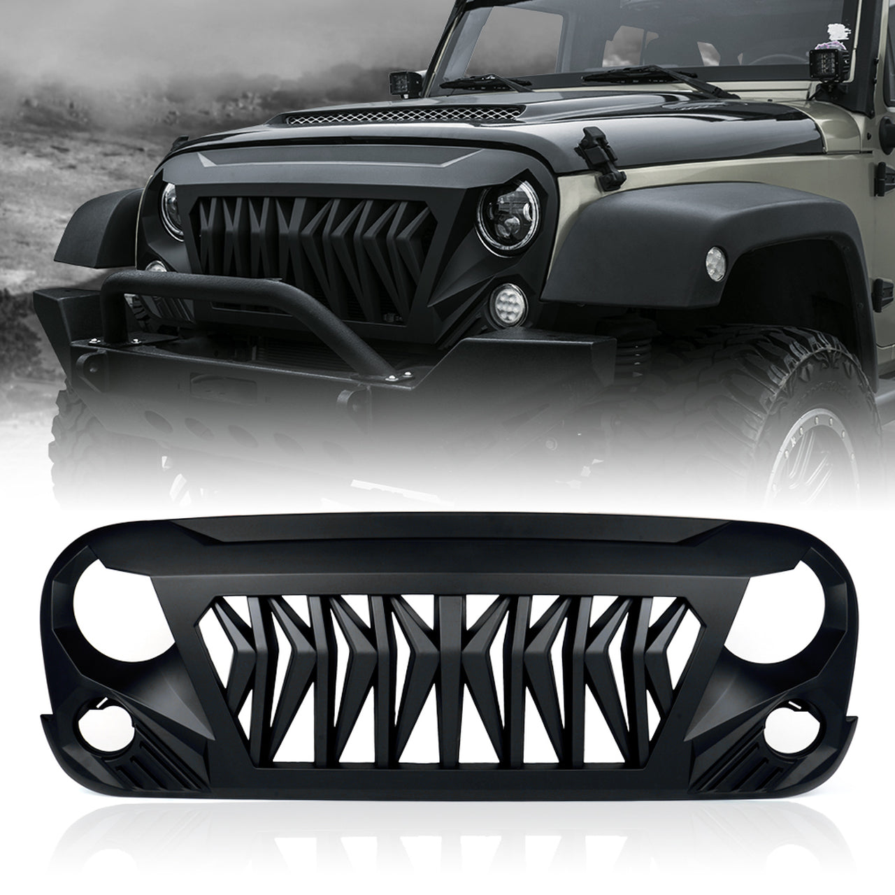 Xprite Venom Grill Jeep Wrangler JK (2007-2018) Black ABS Plastic ...