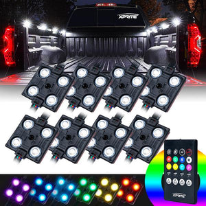 44.99 Xprite 8 RGB LED Light Pod Set w/ Remote Control - DL-L4-RC-RGB - Redline360