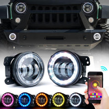 Load image into Gallery viewer, Xprite 4" LED Fog Light Jeep Wrangler JK (2007-2018) Grand Cherokee (2011-2013) w/ RGB Halo - FL-R4IN-RGB - Default Title Alternate Image