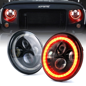 152.99 Xprite LED Headlights Hummer H1 / H2 (1992-2009) 7" 90W Blue / Green / Red Halo - Redline360