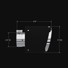 Load image into Gallery viewer, MBRP Exhaust Tip [2.5" ID / 5" OD Out / 6.5" Long / Angle Cut Single Wall] T304 Stainless / Burnt End / Carbon Fiber - T304 Stainless Steel Tip Alternate Image