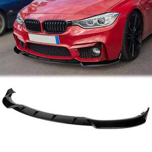 DNA Bumper Lip BMW 3 Series F30/F31/F34 (16-19) Front Lower w/ Stabilizers - Matte or Gloss Black / Carbon Fiber