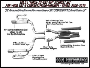 1054.21 Solo Performance Mach X3 Catback Exhaust Chrysler 300 V8 SRT-8 (05-10) 991110SL - Redline360