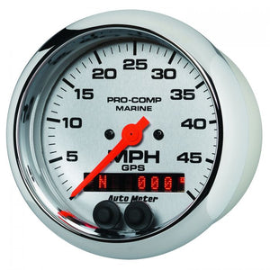 362.96 Autometer Marine Carbon Fiber Series Speedometer Gauge 0-50 MPH (3-3/8") Polished Aluminum - 200635-40 - Redline360