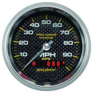 362.96 Autometer Marine Carbon Fiber Series GPS Speedometer Gauge 0-100 MPH (3-3/8") Polished Aluminum - 200636-40 - Redline360