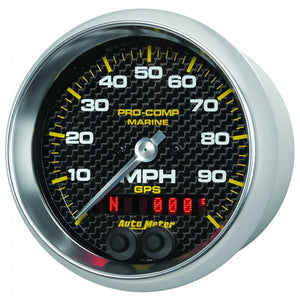 362.96 Autometer Marine Carbon Fiber Series GPS Speedometer Gauge 0-100 MPH (3-3/8") Polished Aluminum - 200636-40 - Redline360