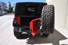 Load image into Gallery viewer, 1099.99 DV8 Off Road Rear Bumper Jeep Wrangler JK (2007-2018) with Single Action Tire Carrier - RBSTTB-02 - Redline360 Alternate Image