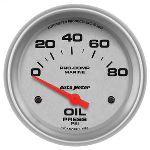 66.46 AutoMeter Air-Core Oil Pressure Gauge (2-5/8", 0-80 PSI) Marine Silver Ultra-lite / Chrome Ultra-lite / Carbon Fiber - Redline360
