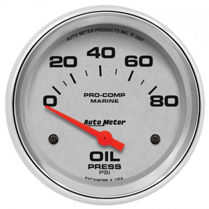 66.46 AutoMeter Air-Core Oil Pressure Gauge (2-5/8", 0-80 PSI) Marine Silver Ultra-lite / Chrome Ultra-lite / Carbon Fiber - Redline360