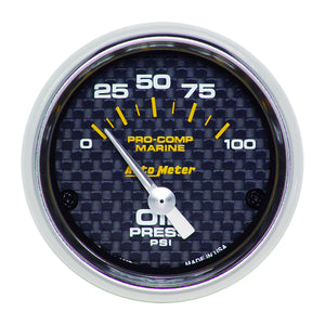 46.89 AutoMeter Air-Core Oil Pressure Gauge (2-1/16", 0-100 PSI) Marine Silver Ultra-lite / Chrome Ultra-lite / Carbon Fiber - Redline360