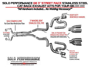 1019.44 Solo Performance Exhaust Pontiac G8 (2008-2009) Street-Race 3” Catback 994199SL - Redline360