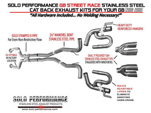 784.07 Solo Performance Exhaust Pontiac G8 (2008-2009) Street Race 2.5” Catback 994191SL - Redline360