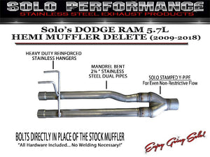 226.80 Solo Performance Muffler Delete Dodge Ram 1500 5.7L Hemi (09-18) 991900SL - Redline360