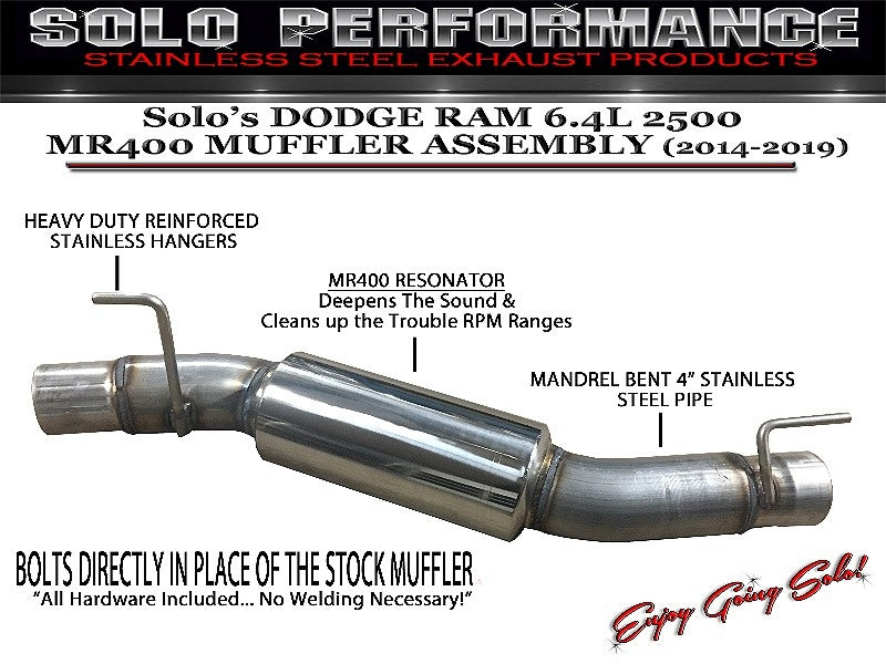 Solo Muffler Delete Ram 2500/3500 6.4L (14-19) MR400 w/ Resonator 9919