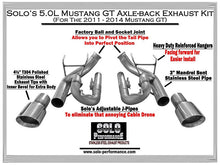Load image into Gallery viewer, Solo Exhaust Ford Mustang GT 5.0L (11-14) Performance Axleback w/ Optional Tips - Polished Alternate Image