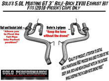 Load image into Gallery viewer, 571.86 Solo Performance Exhaust w/ Quad Tips Ford Mustang GT (18-19) Polished or Black Tips - Redline360 Alternate Image