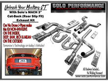 Load image into Gallery viewer, 1071.06 Solo Performance Mach 3" Catback Exhaust Ford Mustang GT 5.0L (2011-2014) Polished or Black Tips - Redline360 Alternate Image