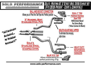 980.99 Solo Performance Exhaust Ford Mustang GT 5.0 (18-20) Street Race Catback w/ Quad Tips - Polished or Black Tips - Redline360