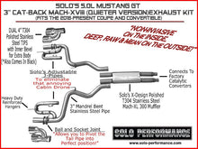 Load image into Gallery viewer, 1051.30 Solo Performance Catback w/ Quad Tips Exhaust Ford Mustang GT 5.0L (18-19) Polished or Black Tips - Redline360 Alternate Image