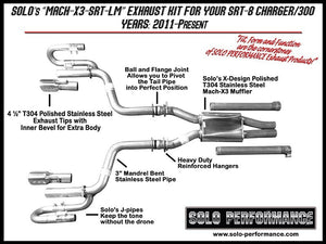 1065.55 Solo Performance Mach X3 Catback Exhaust Dodge Charger V8 SRT-8 (2011-2014) 991113SL - Redline360