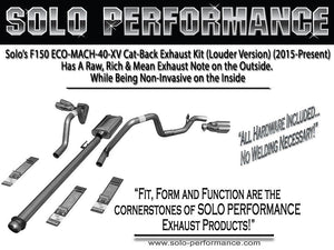 837.55 Solo Performance Mach 40 XV Dual [Louder] Catback Exhaust Ford F150 V6 EcoBoost (15-19) 132"/145"/ 157″ Wheel Base - Redline360