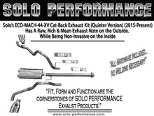 Load image into Gallery viewer, Solo Performance Exhaust Ford F150 V6 EcoBoost (15-19) Mach 44 XV Dual [Quieter] Catback - 132"/145"/ 157″ Wheel Base - Polish / 132" Wheel Base Alternate Image