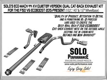 Load image into Gallery viewer, Solo Performance Exhaust Ford F150 V6 EcoBoost (15-19) Mach 44 XV Dual [Quieter] Catback - 132"/145"/ 157″ Wheel Base - Polish / 132" Wheel Base Alternate Image