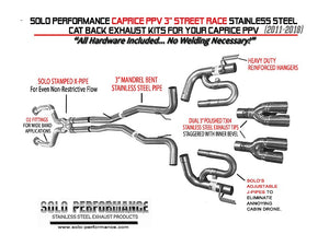 1040.58 Solo Exhaust Chevy Caprice PPV V8 (11-18) Performance 3" Street Race Catback 994001SL - Redline360