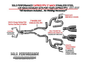 1175.58 Solo Performance 3" Mach X3 Catback Exhaust Chevy Caprice PPV V8 (2011-2018) 994000SL - Redline360