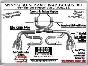 837.17 Solo Performance Axleback Exhaust Chevy Camaro SS with NPP (16-19) Black or Polished Dual Tips - Redline360