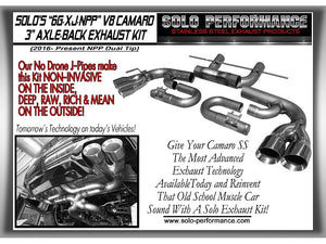 837.17 Solo Performance Axleback Exhaust Chevy Camaro SS with NPP (16-19) Black or Polished Dual Tips - Redline360