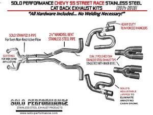 858.60 Solo Performance Exhaust Chevy SS 6.2 V8 Sedan (14-18) Street Race XF Catback 993999SL - Redline360