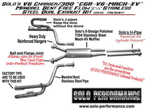 913.05 Solo Performance Mach XV Catback Exhaust Dodge Charger SXT V6 (2015-2019) 991125SL - Redline360