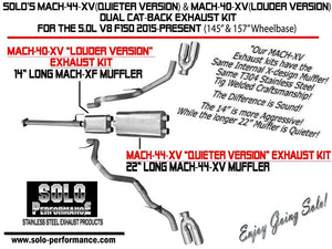 866.13 Solo Performance Mach 44 XV Dual Catback Exhaust Ford F150 5.0L V8 (15-19) 145″ or 157″ Wheel Base - Redline360