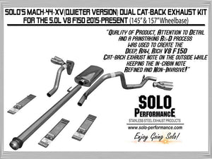 866.13 Solo Performance Mach 44 XV Dual Catback Exhaust Ford F150 5.0L V8 (15-19) 145″ or 157″ Wheel Base - Redline360