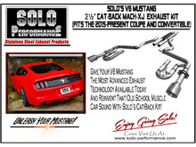 Load image into Gallery viewer, Solo Exhaust Ford Mustang V6 (15-19) Performance Mach XJ Catback - Polished or Black Tips - Black Tips Alternate Image