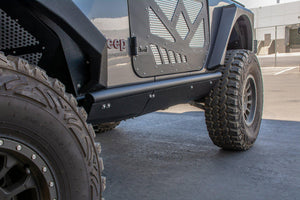 399.99 DV8 Off Road Rock Sliders Jeep Wrangler JL 2 Door (2018-2021) with Step / Bedside / Tubular Plated / with Rock Skin - Redline360