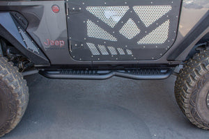 399.99 DV8 Off Road Rock Sliders Jeep Wrangler JL 2 Door (2018-2021) with Step / Bedside / Tubular Plated / with Rock Skin - Redline360