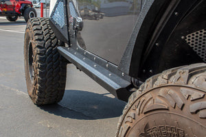 399.99 DV8 Off Road Rock Sliders Jeep Wrangler JL 2 Door (2018-2021) with Step / Bedside / Tubular Plated / with Rock Skin - Redline360