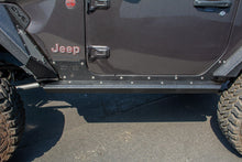 Load image into Gallery viewer, 399.99 DV8 Off Road Rock Sliders Jeep Wrangler JL 2 Door (2018-2021) with Step / Bedside / Tubular Plated / with Rock Skin - Redline360 Alternate Image