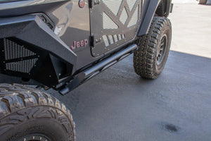 399.99 DV8 Off Road Rock Sliders Jeep Wrangler JL 2 Door (2018-2021) with Step / Bedside / Tubular Plated / with Rock Skin - Redline360