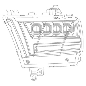 1305.00 AlphaRex Quad 3D LED Projector Headlights Ram 1500 [Nova Series - Sequential Signal] (19-20) Jet Black / Black / Chrome - Redline360