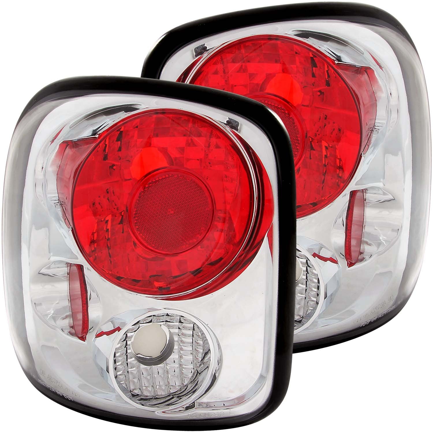 ANZO 1999-2002 Chevy Silverado 1500 LED Taillights Plank Style Chrome With Red/Clear Lens
