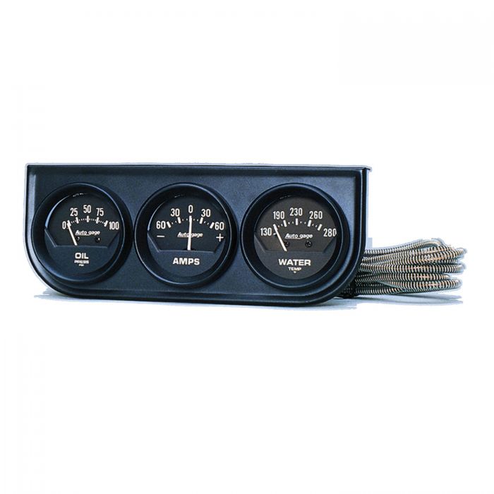 69.47 Autometer Gauge Console Oil Pressure/Water Temperature/Amps (2-1/16