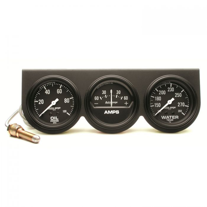 122.87 Autometer Gauge Console Oil Pressure/Water Temperature/Amps (2-5/8
