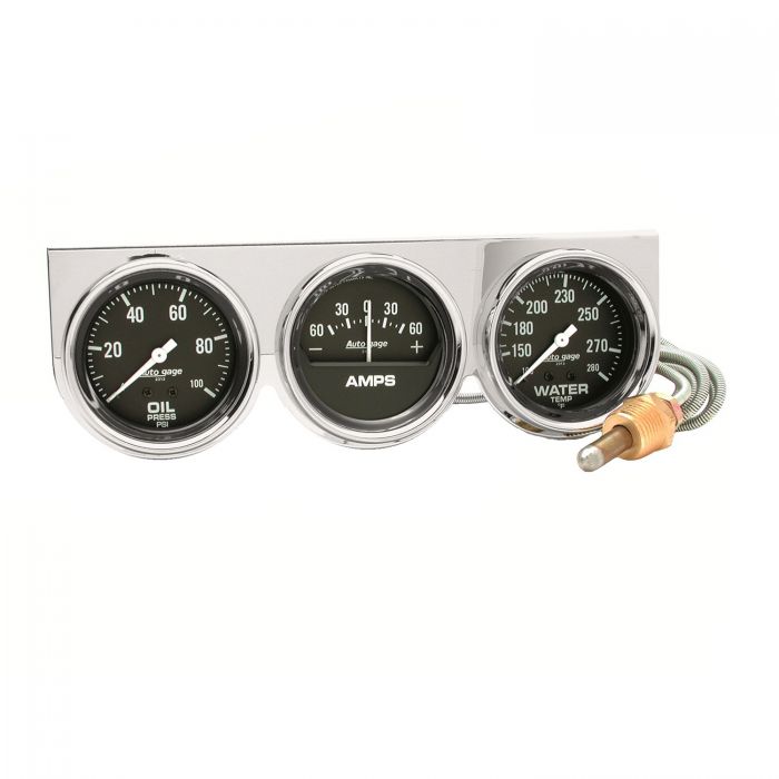 122.87 Autometer Gauge Console Oil Pressure/Water Temperature/Amps (2-5/8