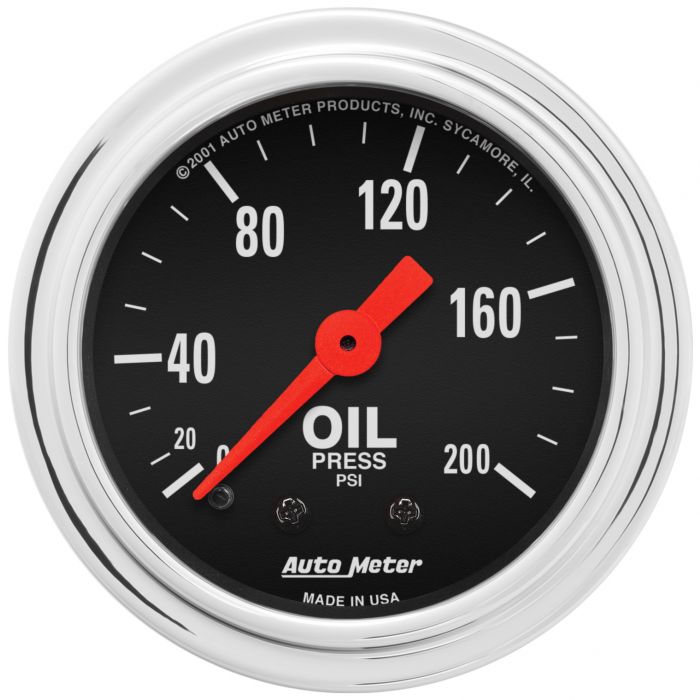 88.30 AutoMeter Traditional Chrome Series Mechanical Oil Pressure Gauge (2-1/16